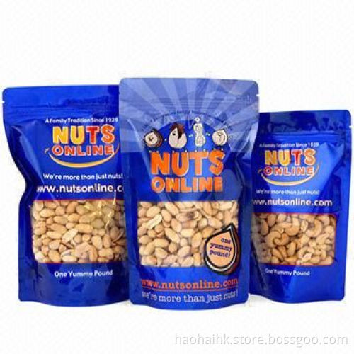 Nuts Zipper Stand-up Aluminum Foil Bag, Made of OPP/VM-PET/PE Material